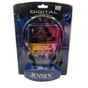 Vintage Jensen Stereo Headphones and Earbuds Combo Foam Ear Pads